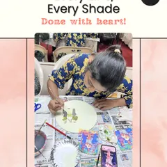 You don't need any experience, just bring your smile and I'll bring the paints! This is from our soulful plate painting session, where every stroke is guided and joyful.