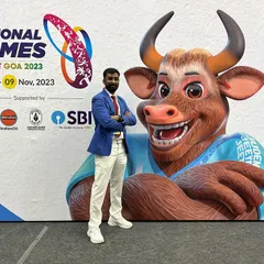 Posing at the official venue for the 37th National Games in Goa. These events bring together the best athletes from across the country, and I am proud to serve as an official.