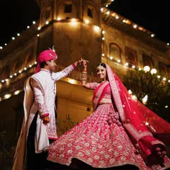 A magical dance at a destination wedding in Rajasthan. We capture the grandeur of your celebration, ensuring every shot feels epic and full of life.