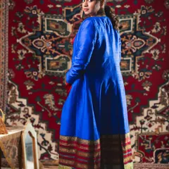 The back view of the stunning jacket from my Grammy celebration photoshoot. It's a beautiful piece of wearable art that represents my pride in my heritage.