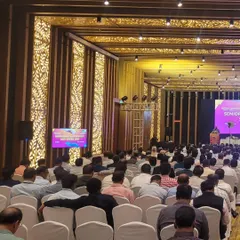 Managing a full house at the Taj Yeshwantpur for an LIC of India conference. We ensure every aspect, from seating to sound, is perfectly handled for large audiences.