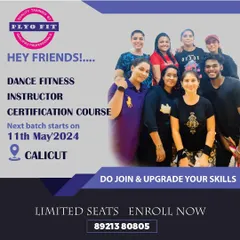 An announcement for our Dance Fitness Instructor Certification Course in Calicut. These courses are a great opportunity to upgrade your skills and join a growing community of fitness professionals.
