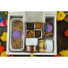 Another look at my large celebration hamper, showcasing the variety of sweet and savory items neatly packed and ready for gifting. Each item is sealed for freshness.
