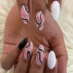 Another look at the modern black, white, and pink abstract swirl design.