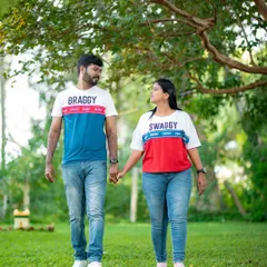 A duplicate of ID 3, this full-length shot shows a couple walking hand-in-hand in a park, perfectly capturing a relaxed and happy day out.