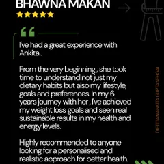 Bhawna's 6-year journey with me shows that this is not about a temporary diet, but a sustainable lifestyle. We achieved her weight loss goals and saw real improvements in her health and energy levels.
