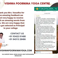 This is a success story that fills me with immense happiness. Mrs. Vasudha joined my yoga center and after her training, she was selected as the Principal of her college. Her message shows the deep transformation that is possible through this journey.
