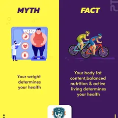 This infographic busts a major fitness myth. Your health isn't determined by the number on the scale, but by factors like body fat content, balanced nutrition, and an active lifestyle.