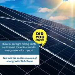 Did you know that one hour of sunlight hitting Earth could meet the world's energy needs for a year? Tap into this endless source of energy with our efficient solar solutions.