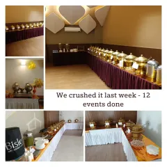We crushed it last week with 12 events done. This collage is a snapshot of the different buffet arrangements our team put together, always ensuring quality and presentation.