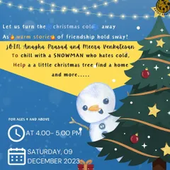 Our "A Warm Christmas" event poster. This workshop was an hour of festive stories, games, and activities designed for kids aged 4 and above at our Bangalore center.