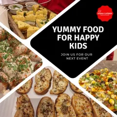 This collage shows some of our popular party appetizers, including soft Dhokla, cheesy garlic bread, and mini pizzas that kids love.