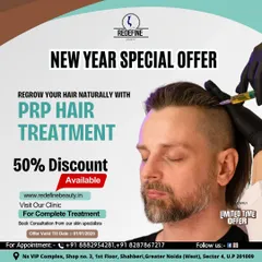Take advantage of our New Year special offer on PRP hair treatment. This is a great opportunity to regrow your hair naturally with a significant discount for a limited time.