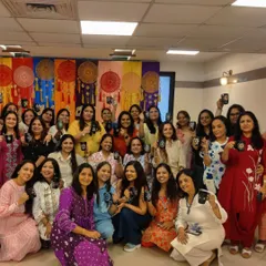 A wonderful group of ladies from the Sakhi group showing off their finished dot mandala mugs. My art parties are a perfect, relaxing activity for kitty parties and social get-togethers.
