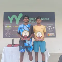 Champions in sync. Congratulations to our players Mahit Mekala and Prakaash on winning the ITF J30 Doubles Championship in Raipur. Their teamwork and dominance on the court were exceptional.