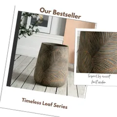 This is my bestselling Timeless Leaf Series, a collection I am very proud of. These planters are handcrafted from Glass Reinforced Cement, which makes them much lighter than traditional cement but just as durable. The hand-textured leaf engraving is inspired by the calm of the forest, perfect for bringing a peaceful, earthy feel to your home.