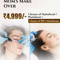 Our Mom's Makeover package for Mother's Day, a perfect gift combining a Hydrafacial or Photofacial with a session of PRP or Mesotherapy.