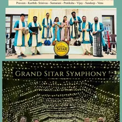 A poster from our memorable show in Salem. It shows our team of musicians ready to perform, highlighting the artists who contribute to the Grand Sitar Symphony.