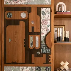 For our Kolam Pop project, we designed these wardrobes with custom illustrations that abstract traditional South Indian architectural elements. The line art turns a simple white wardrobe into a canvas for storytelling.