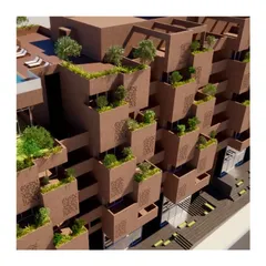 'Orchards in the Sky' is our concept for a mixed-use development where residences are stacked to create staggered, receding terraces. These spaces are designed to house fruit-bearing trees, bringing agriculture into the urban environment.