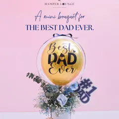 A mini bouquet for the best dad ever. This charming arrangement for Father's Day combines fresh blue and white florals with a personalized balloon, proving that even small gestures can make a big impact.