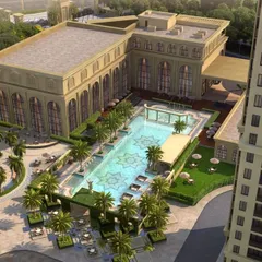 Our masterplanning includes the design of grand clubhouse areas, as seen in this aerial view of the palatial poolside space at Casagrand Sun City, which serves as a central social hub.