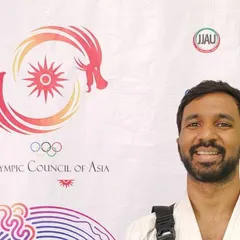 Representing at the Olympic Council of Asia event. Competing at this level is the culmination of years of hard work and dedication to the art of Ju-Jitsu.