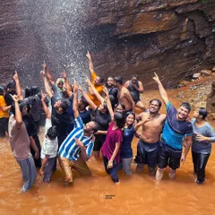 Nothing beats the pure joy of splashing around in a hidden waterfall. We found this beautiful spot in Chikmagalur where our group could cool off and have some fun.