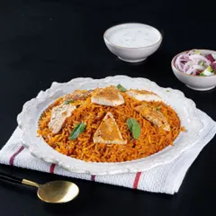 My healthy Chicken Biryani is a game-changer. It's cooked with brown rice and lean chicken, using zero oil but all the traditional spices. Served with raita and salad, it’s the perfect way to enjoy a classic without the extra calories.