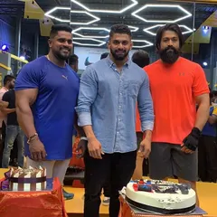 Celebrating with my uncle Kitty Murthy and Kannada superstar Yash at our gym. We build a strong community and support system for all our clients.