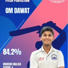 We celebrate Om Dawat for his excellent academic score of 84.2%, proving that dedication shines in all fields.