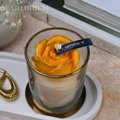 A sunny yellow rose votive candle to brighten any room. These candles are set on a Jesmonite tray I also make, creating a complete decor moment.