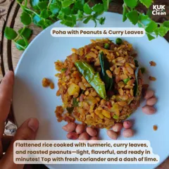 Poha is a classic Indian breakfast that's light, flavorful, and ready in minutes. Cooked with turmeric, curry leaves, and roasted peanuts, it's a simple and comforting meal. A squeeze of lime at the end makes it perfect.