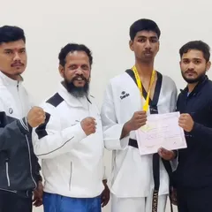 Guhan Shivakrishna stands with his Gold Medal after the CISCE Regional Taekwondo Championship. His performance in the U17 boys' category is a testament to his hard work and secured his place at the nationals.