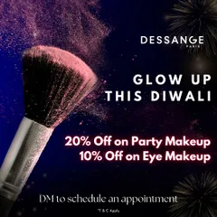 Glow up this Diwali with our festive offers. We are offering special discounts on party makeup and eye makeup to help you look and feel your best for every celebration. Schedule your appointment to get your glow on.