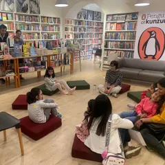 A wide view of one of our magical storytelling sessions. We create a comfortable and engaging atmosphere for kids to immerse themselves in the narrative.