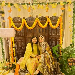This is us, Afeefa and Misbah. This picture was taken at a Dholki for a dear friend, and it perfectly captures the joy we find in creating beautiful memories. We're so grateful for our friendship and this journey.