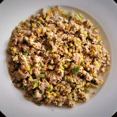 This isn't mystery kibble. This is our all-time favorite Chicken Meal, made with whole chicken, fresh vegetables, eggs, and natural supplements. It’s real food, packed with nutrients, that you can see and smell.