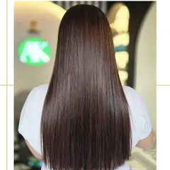 The "after" from my Hair Botox and balayage service. The result is frizz-free, incredibly sleek, and shiny hair that looks and feels healthy.