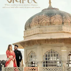 Posing against the historic domes of Jaipur, this shot captures a feeling of timeless elegance. I guide couples into poses that feel natural within these grand settings, creating a beautiful blend of tradition and romance for their destination pre-wedding album.