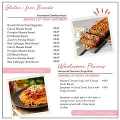 I offer freshly baked, gluten-free and eggless breads with wholesome flavours. Choose from Carrot Masala, Pumpkin Masala, or Zucchini Parsley bread, perfect for those with dietary preferences.