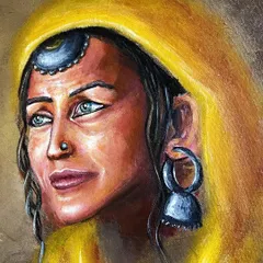 A quick portrait study I named 'Rathi,' of a woman I met in a village in Haryana. Her smile was so pure and her eyes so soft. This piece was a practice in capturing that fleeting, gentle expression.