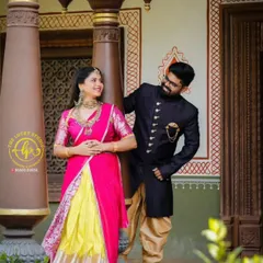 I love styling couples for photoshoots that celebrate their heritage. Here, I coordinated their vibrant traditional outfits and created a radiant makeup look for her, perfect for this colourful pre-wedding session.