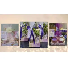 A glimpse into our thematic gifting options. We design hampers to match any concept, from whimsical unicorn and butterfly trays for birthdays to elegant eco-friendly plant gifts for green-themed events.