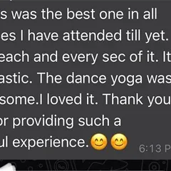 "This class was the best one... I enjoyed each and every sec of it." This feedback from our special International Yoga Day class, which included dance yoga, makes me so happy.
