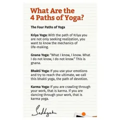 To help you understand the scope of yoga, we share Sadhguru's explanation of its four fundamental paths. Whether through action (Karma), devotion (Bhakti), knowledge (Gnana), or inner energy (Kriya), yoga offers a complete path for every type of human being.