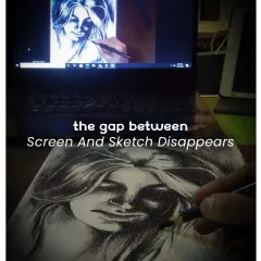 This powerful image shows how the gap between screen and sketch disappears in my live online classes, delivering real results through a virtual vibe.