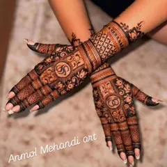 A clear view of the personalized palms, where the initials "S" and "G" are designed to be the centerpiece of the henna art.