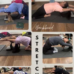 A deep backbend stretch using the yoga wheel. This prop is amazing for safely opening the chest and shoulders, helping you go deeper into the posture while feeling fully supported.