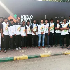 Our head coach, Mr. Ashok Kumar Sharma, leading the U21 Men's basketball team at the Khelo India Youth Games. His experience as a former FIBA Commissioner is invaluable to the budding talent in Indian basketball.